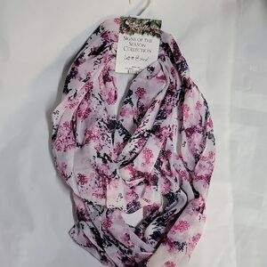 Black and Pink Floral Scarf